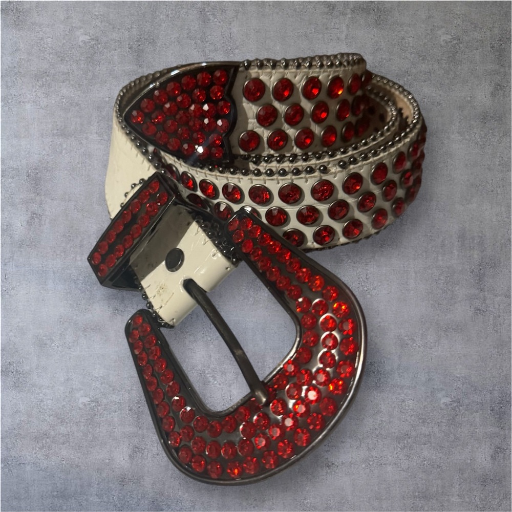 Karma Red Rhinestone Studded Belt - Picture 2 of 8